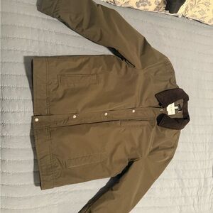 Men's Olive Jacket with Brown Corduroy Collar
